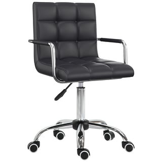 Home Office Chair with Wheels, Executive Desk Chair with PU Leather and Adjustable Height, Ergonomic Upholstered Task Chair