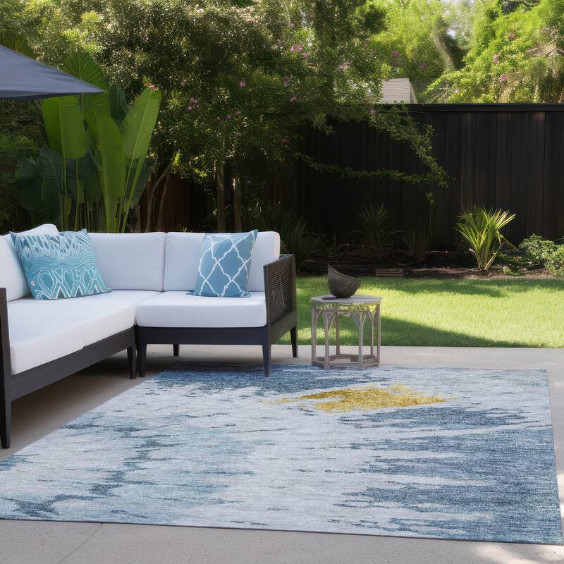 Machine Washable Indoor/ Outdoor Chantille Tie Dye Modern Rug