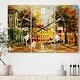 preview thumbnail 1 of 4, Designart 'Ancient Vitebsk in Autumn' Cottage 3 Panels Oversized Wall CLock - 36 in. wide x 28 in. high - 3 panels