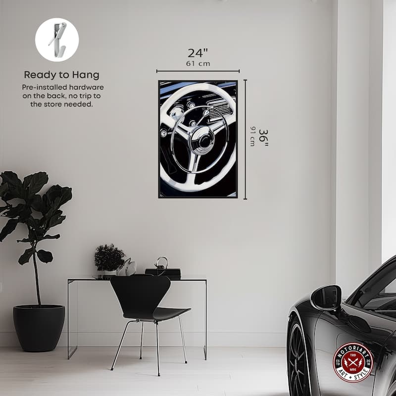 Notoriart Classy Steering Wheel Framed Car 1 Piece Canvas Wall Art