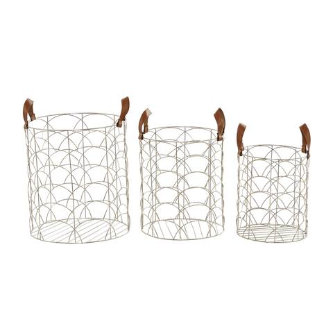 Metal Glam Storage Basket ( Set of 3) - S/3 16",14",12"H