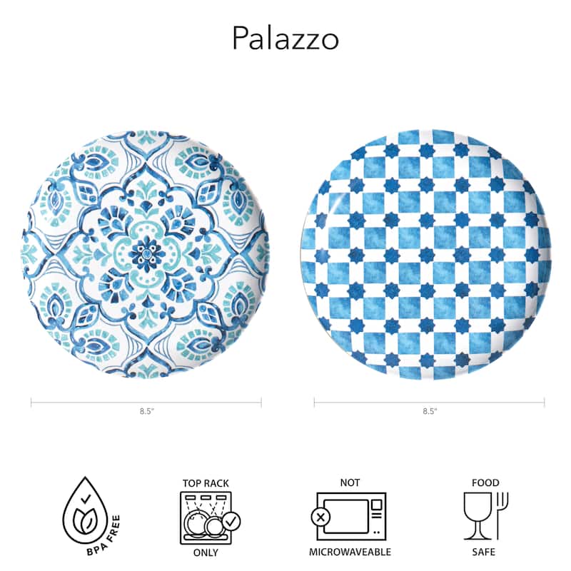 Abode Homewares Palazzo Geo Tile Melamine Salad Plate - Multicolor - 8.5" - Set of 6