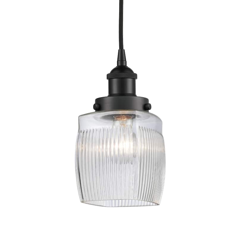 Innovations Lighting 616-1PH-10-6 Colton Pendant Colton 6" Wide Mini - Matte Black / Clear Halophane