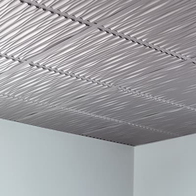 FASÄDE Dunes Decorative Vinyl 2ft x 2ft Lay in Ceiling Panel in Argent Silver (5 Pack)
