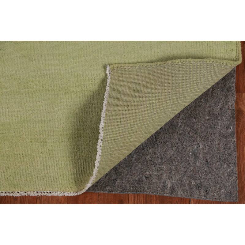 Hand Knotted Oriental 100% Wool Carpet Modern Solid Green Gabbeh Area Rug - 9' 8'' X 5' 3''