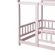 preview thumbnail 45 of 127, Wood Toddler House Bed with Roof Frame and Safety Guardrails Montessori Floor Bed without Slats No Door Houseshaped Platform Bed