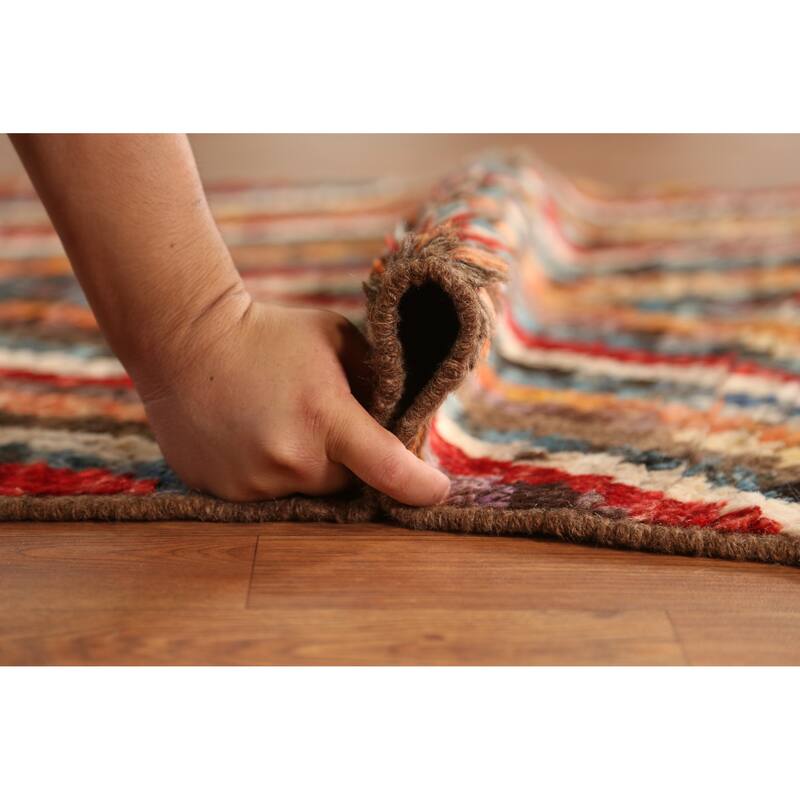Chevron Style Multi-Color Moroccan Runner Rug Handmade Wool Carpet - 3'0" x 9'7"