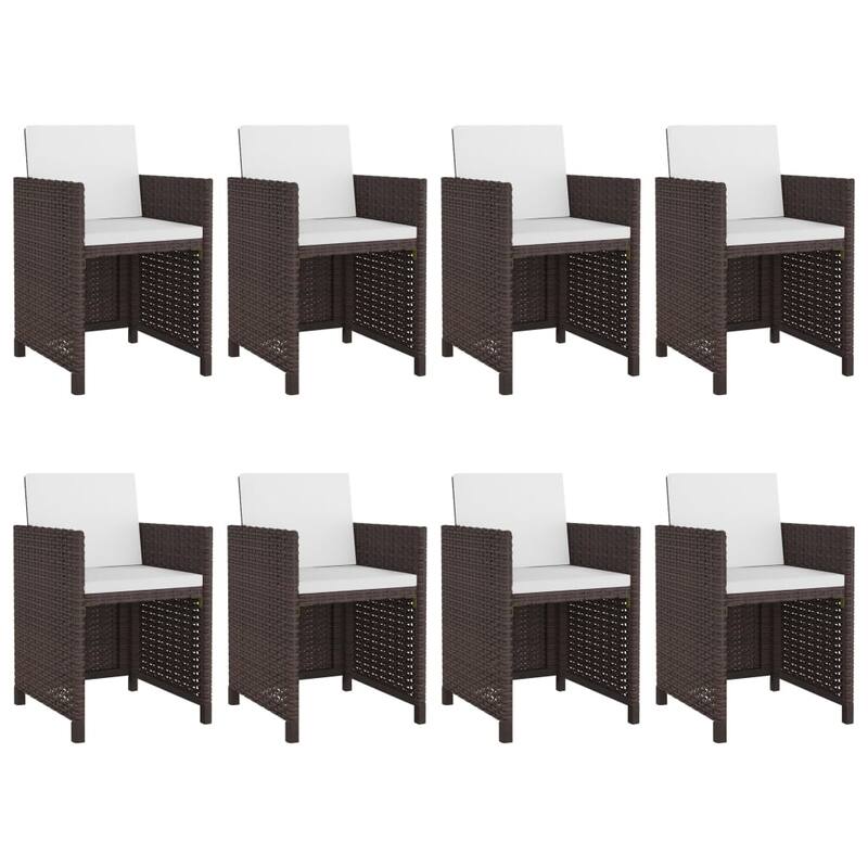 vidaXL Patio Dining Set 9 Piece Conversation Set with Cushions Poly Rattan - 20.5" x 22" x 33.5"