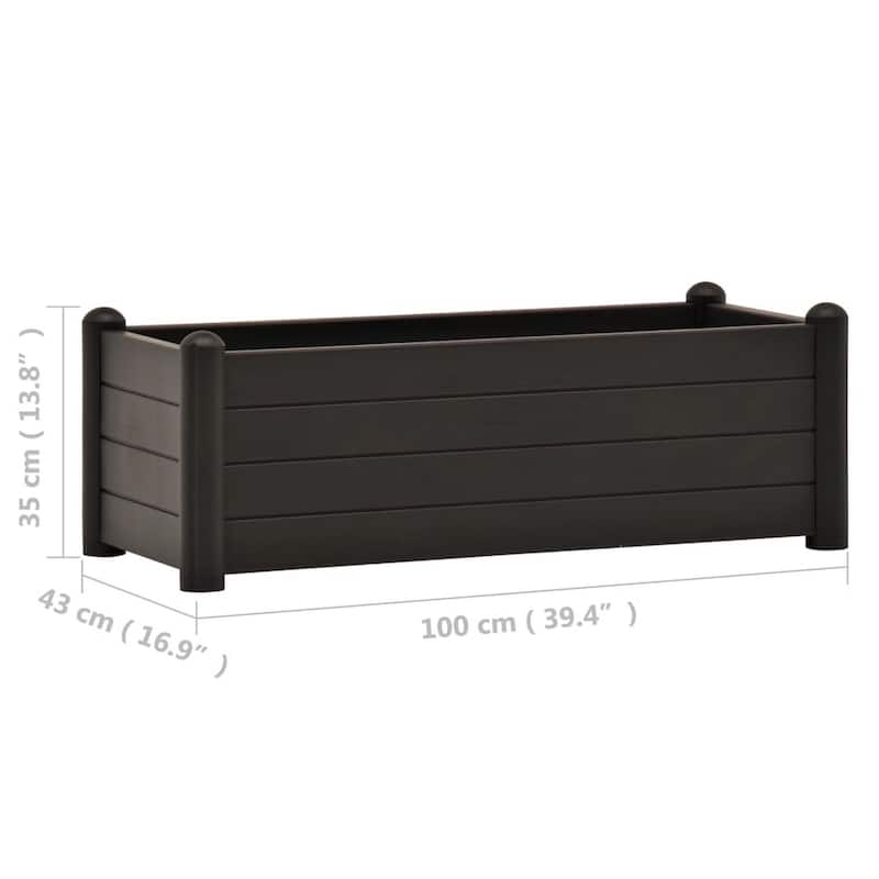 Outdoor Raised Flower Bed with Drainage, 39 Inch Gray Polypropylene