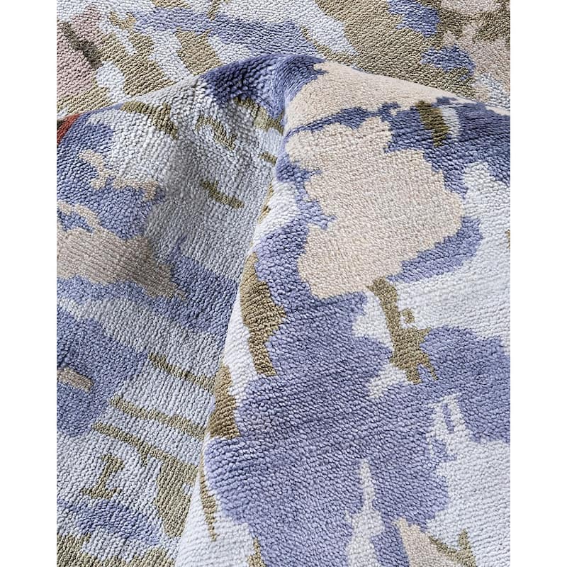 Ikat One-of-a-Kind Hand-Knotted Area Rug, Purple - 9' 3" x 11' 10"