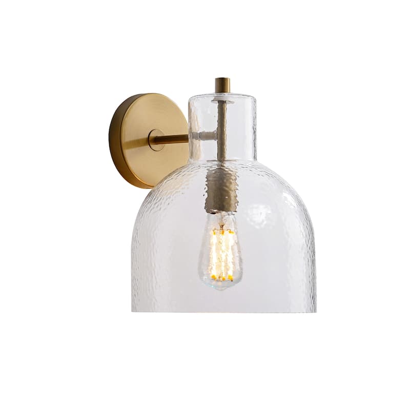 Alda 1 Light Brushed Brass Clear Glass Bowl Shade Wall Sconce