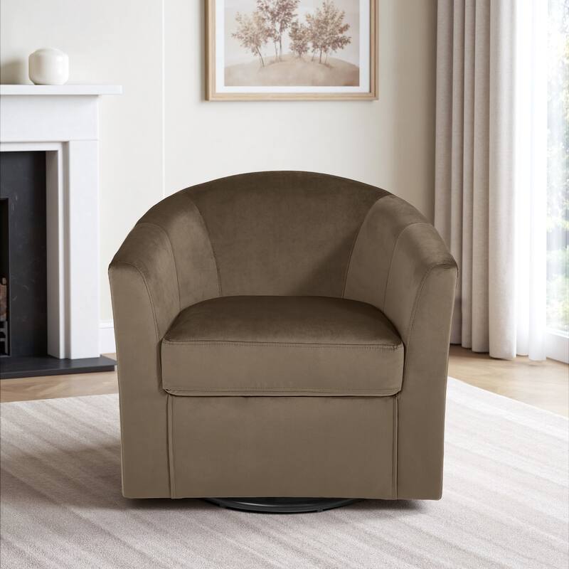 Upholstered Velvet 360° Swivel Accent Arm Chair - Coffee