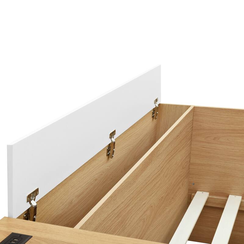 Full-Size Wooden Platform Bed with Vanity Desk, Storage Drawers & Flip Lid by Harper&Bright Designs