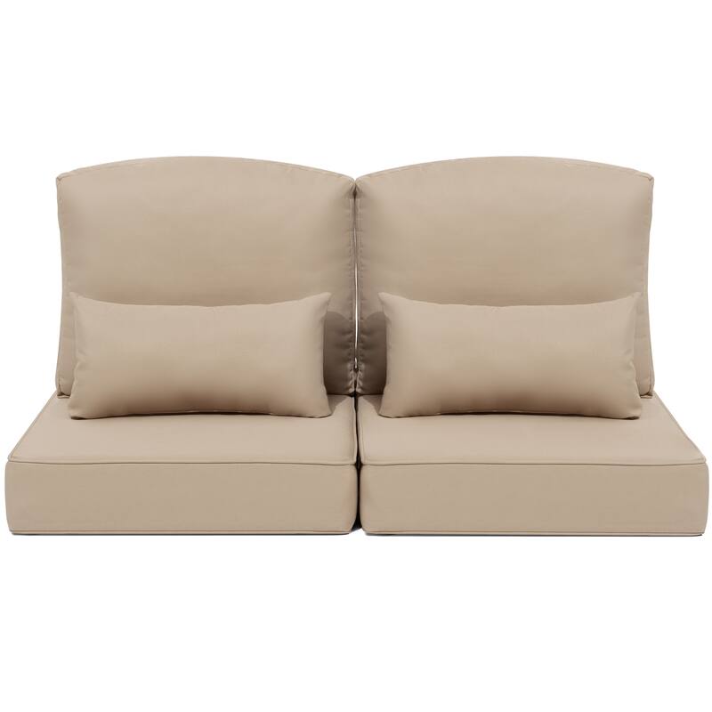Outdoor Seat Cushion Set 24 x 24 Inch Patio Furniture Cushions Deep Seat & Back Cushion with Pillow for Chair Sofa