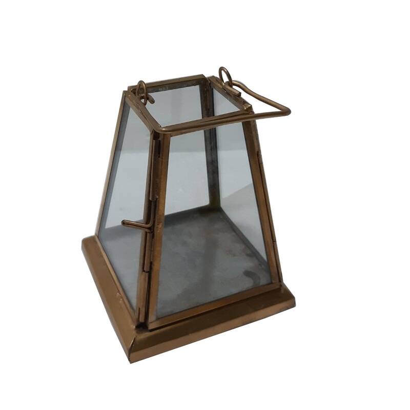 Med. Iron & Glass Lantern 6.5"H- ST - Brass Antique