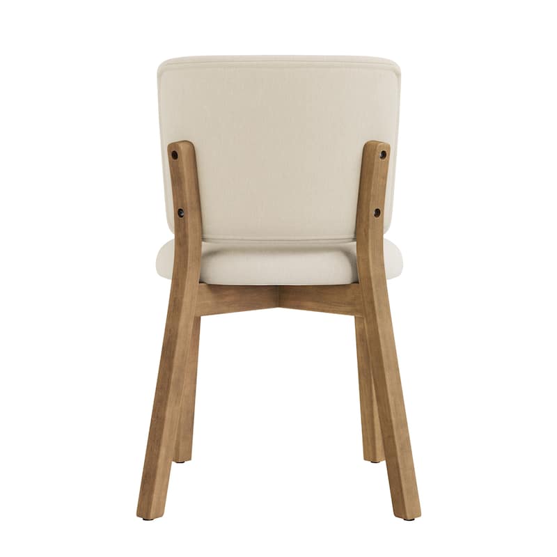 Fabric Upholstered Dining Chairs Set of 2/4 with Wooden Legs, Modern Kitchen Dining Chairs with Back, Walnut Flaxen