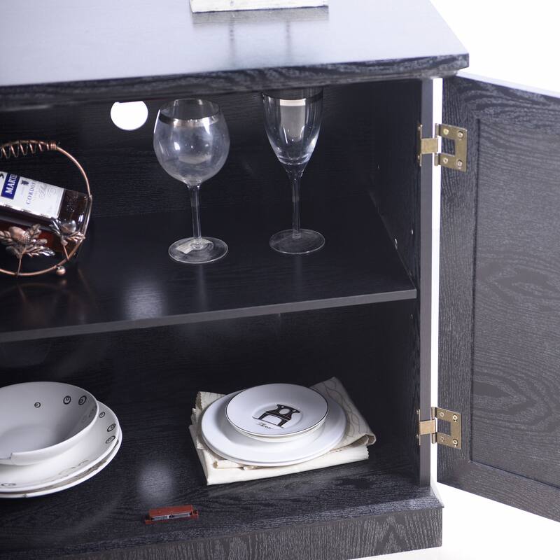 Sideboard Cabinet with Acrylic Mirrored Doors, Wooden Kitchen Pantry Storage Cabinet, Accent Cabinet with Adjustable Shelf