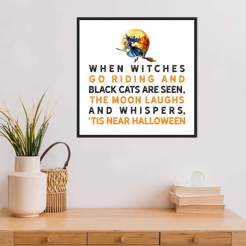 Amanti Art Tis Near Halloween Witch Framed Canvas Wall Art