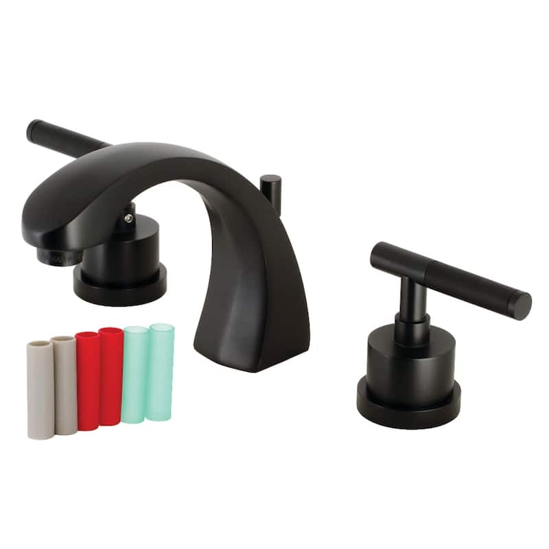 Kingston Brass Kaiser 1.2 GPM Deck Mounted Widespread Bathroom Faucet - Matte Black