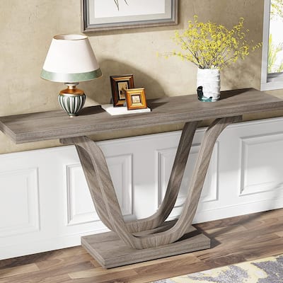 Farmhouse Console Table, 55 Inch Wood Sofa Table Entryway Table