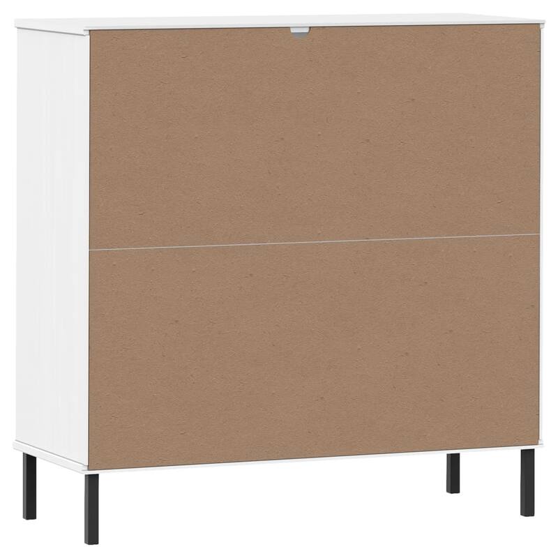 vidaXL Bookshelf Book Cabinet with Metal Legs Storage Cabinet OSLO Solid Wood - 35.4" x 13.8" x 35.6"