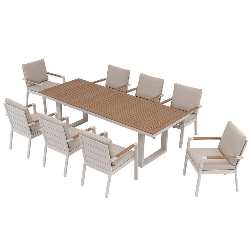 9-Piece Modern Aluminum Outdoor Dining Set with 8 Patio Dining Chairs