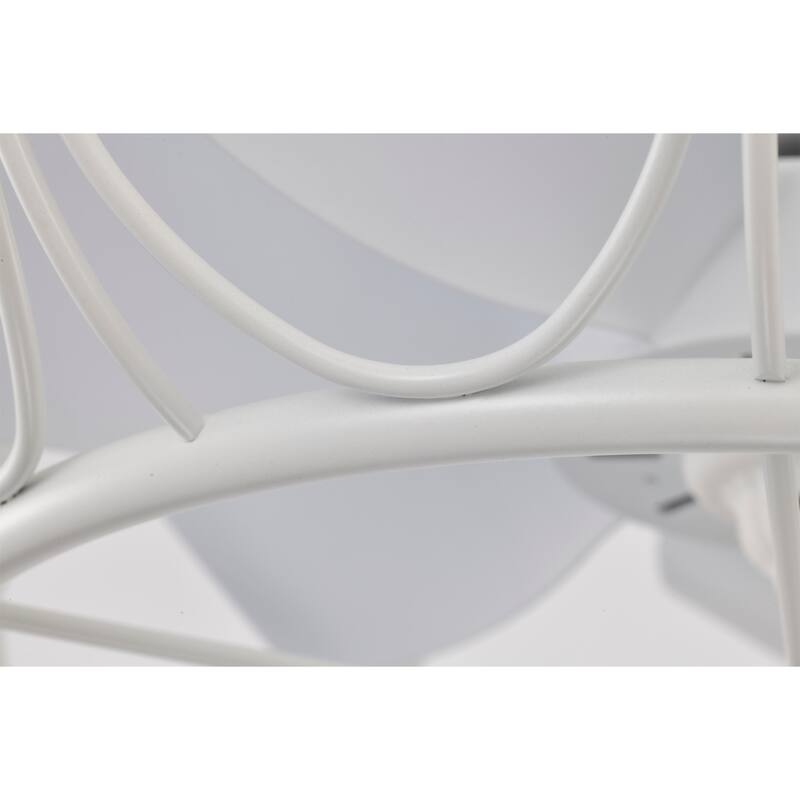 White Caged Lighted Ceiling Fan Fandelier 7-Blade Remote Control