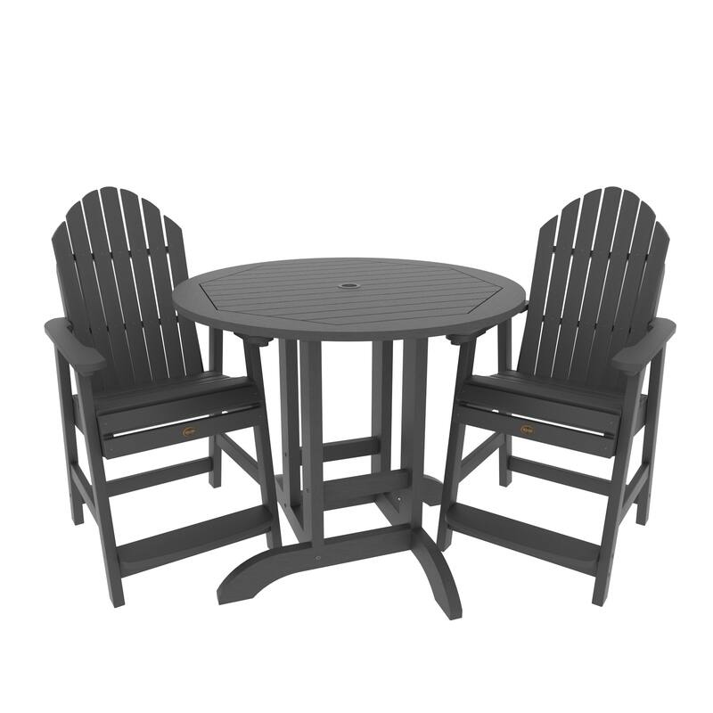 Highwood Commercial 3-Piece Adirondack 36" Bistro Counter Height Dining Set - Black