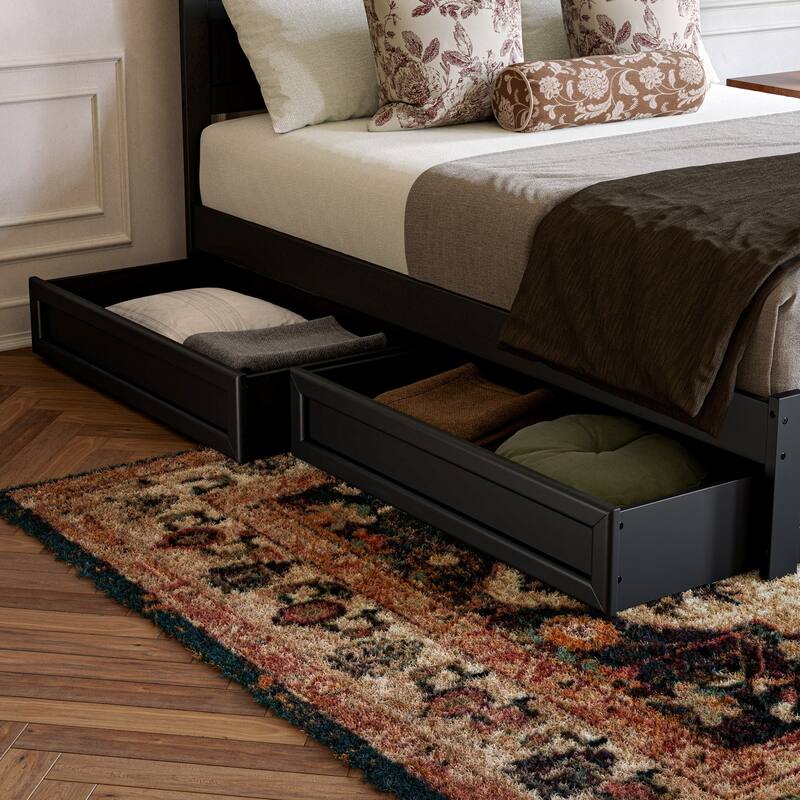 Aveline Wood Platform Bed with Matching Footboard & Storage Drawers