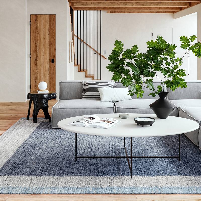 Eugene Colorblocked Wool Area Rug - 4' x 6' - Grey