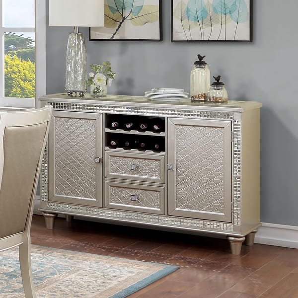 slide 2 of 8, Furniture of America Medlee Modern Glam Champagne 2-drawer Server Champagne