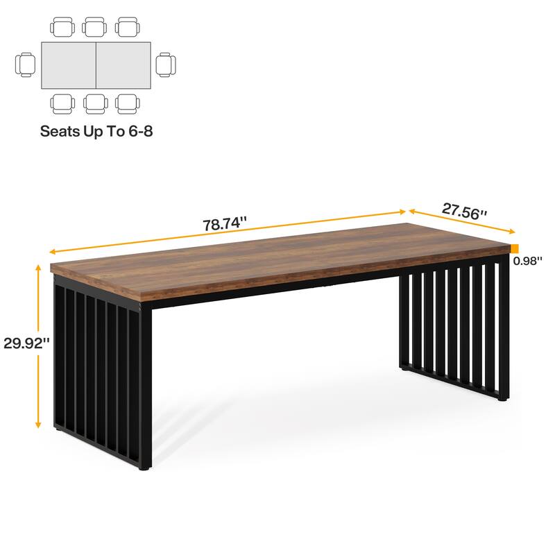 78.7-Inch 2 Person Computer Desk, Wood Writing Executive Desk for Home Office