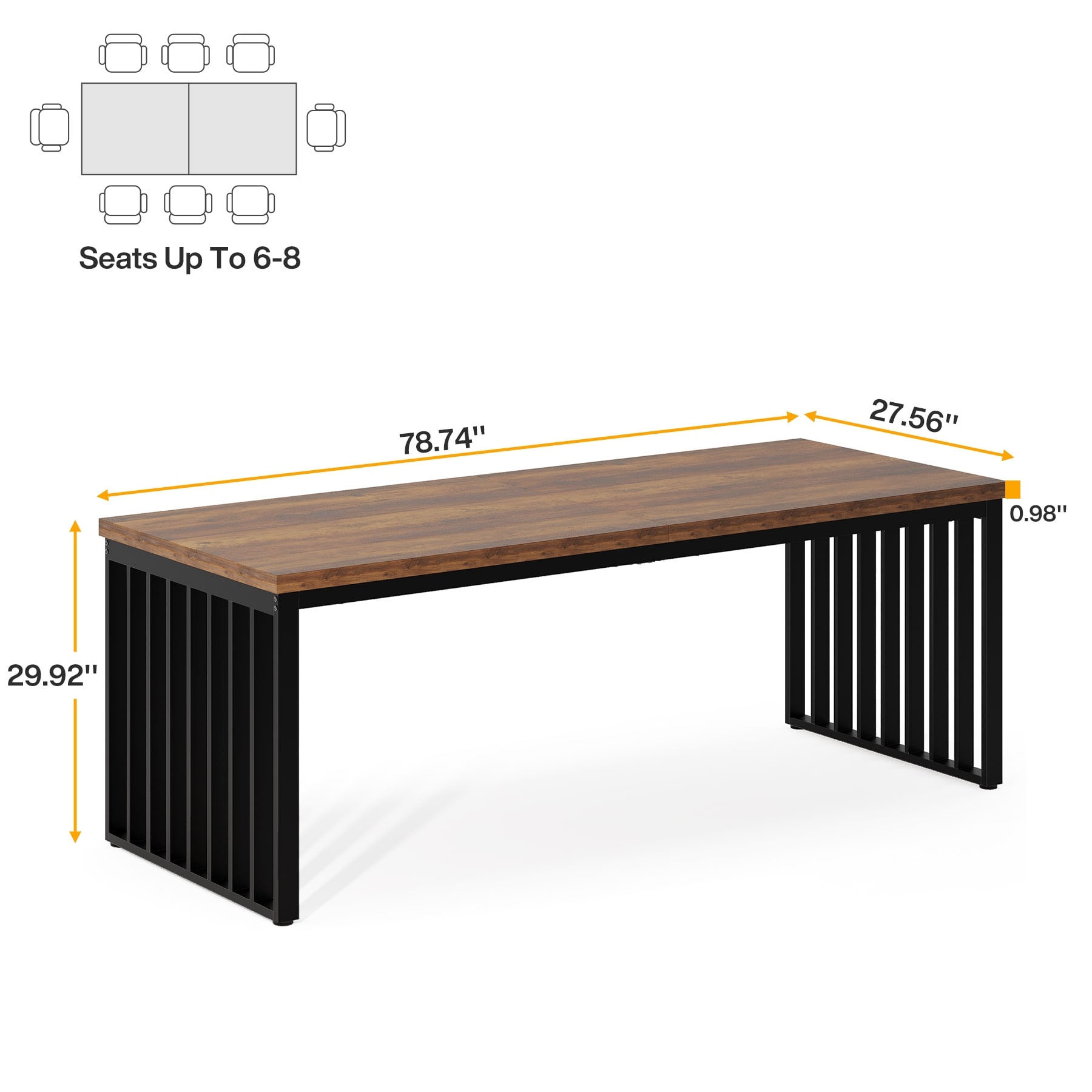 78.7 inches Diniong Table for 6-8 People, Wood Dinner Table for