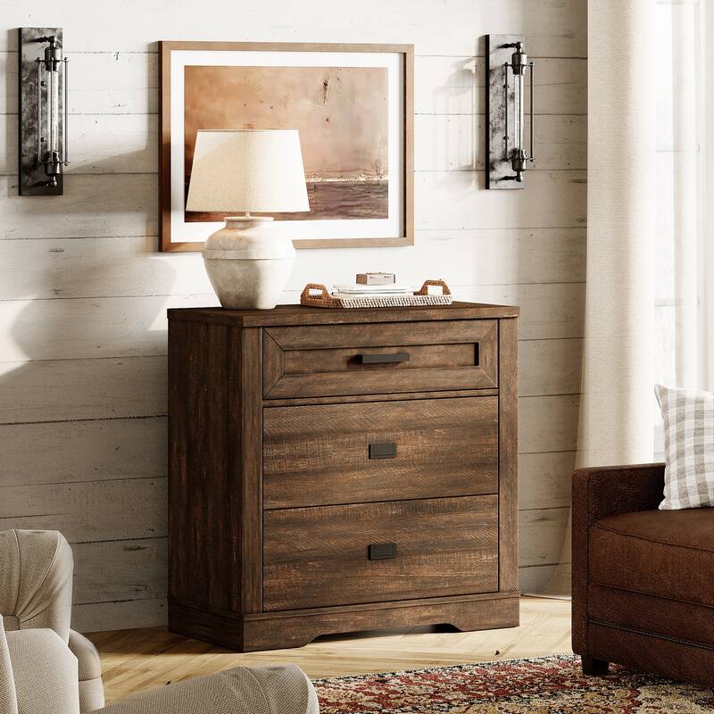 WAMPAT Mid Century Modern Dresser, 31.9" Tall Storage Cabinet with Drawers