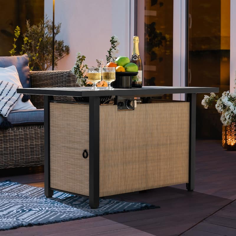 Outdoor 43’’ Fire Pit Table, 50,000 BTU Propane Fire Pit with Lid