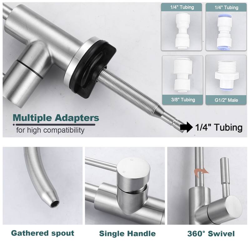 WOWOW Three Function Pull Down Kitchen Faucet with Drinking Water Faucet