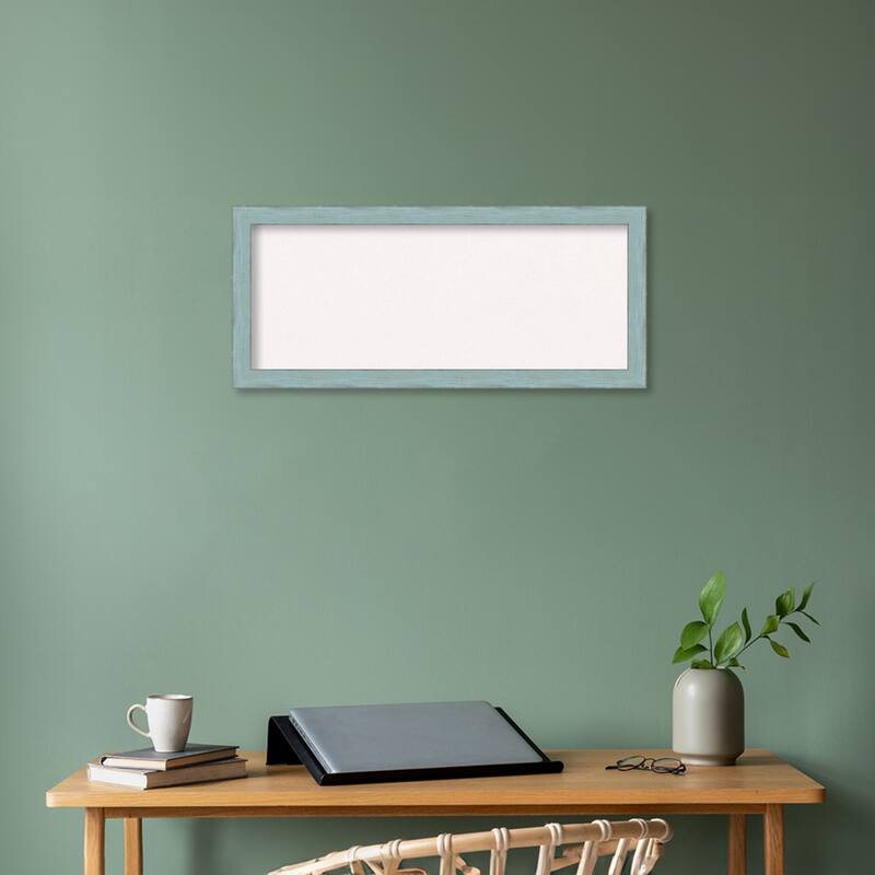 Sky Blue Rustic Wood Framed White Corkboard Bulletin Board