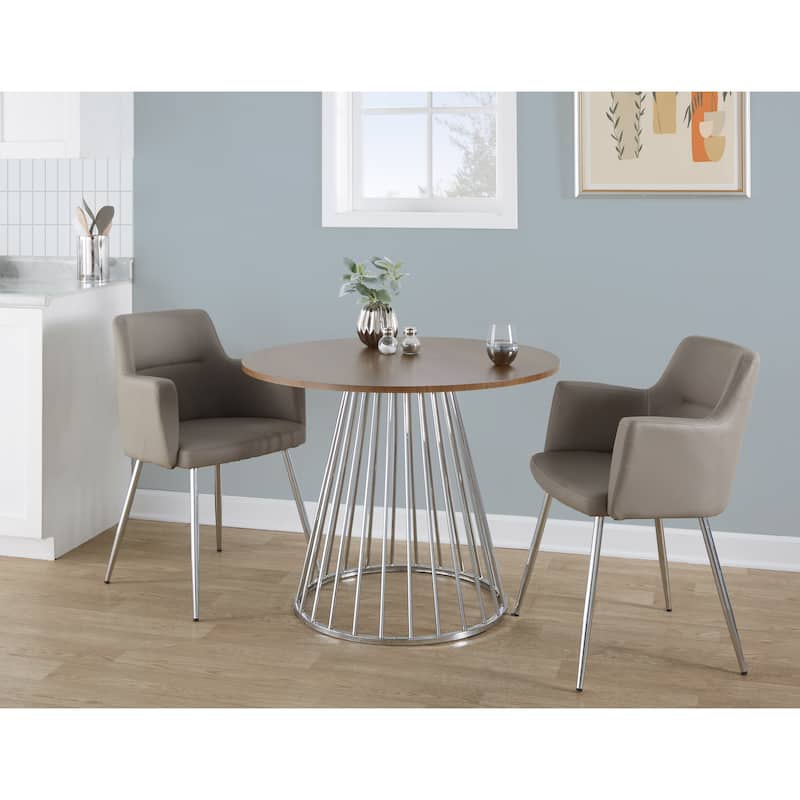 Silver Orchid Canary Pugo Round Dining Table with Pedestal Base