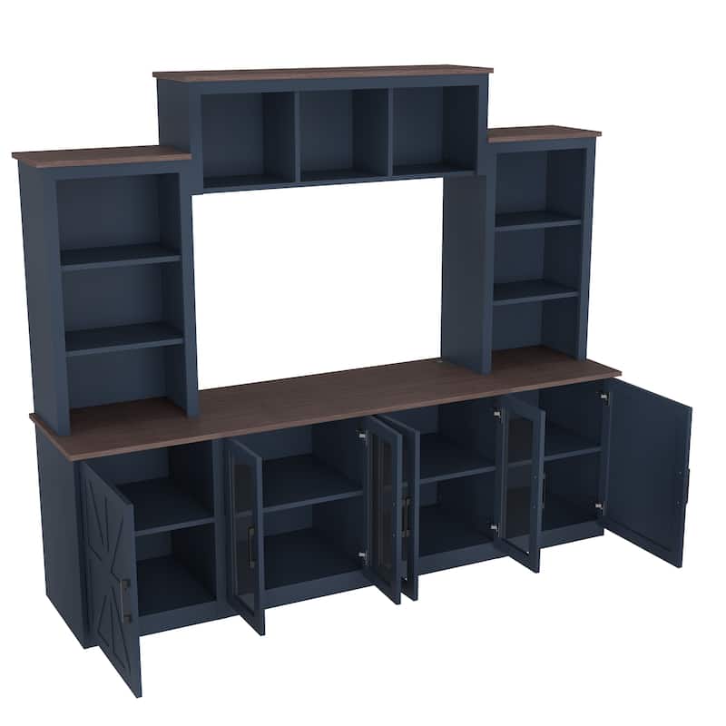 Wall Unit Entertainment Center with Charging Station and USB Charging, with Large Storage Cabinet, TV Stand Media Console
