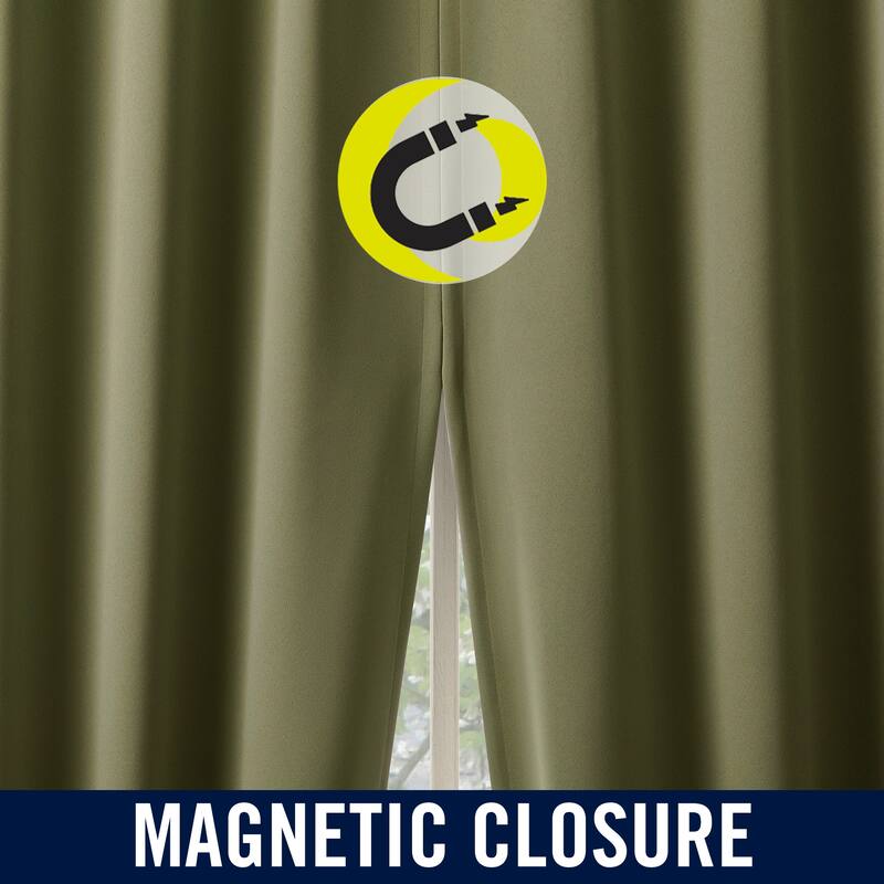 Sun Zero Sheridan Dual-Sided Magnetic Closure Total Blackout Grommet 2-Piece Curtain Panel Pair