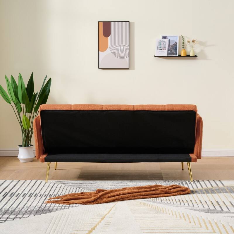 79.92" Teddy Velvet Upholstered Sofa Bed with Adjustable Back and Armrests