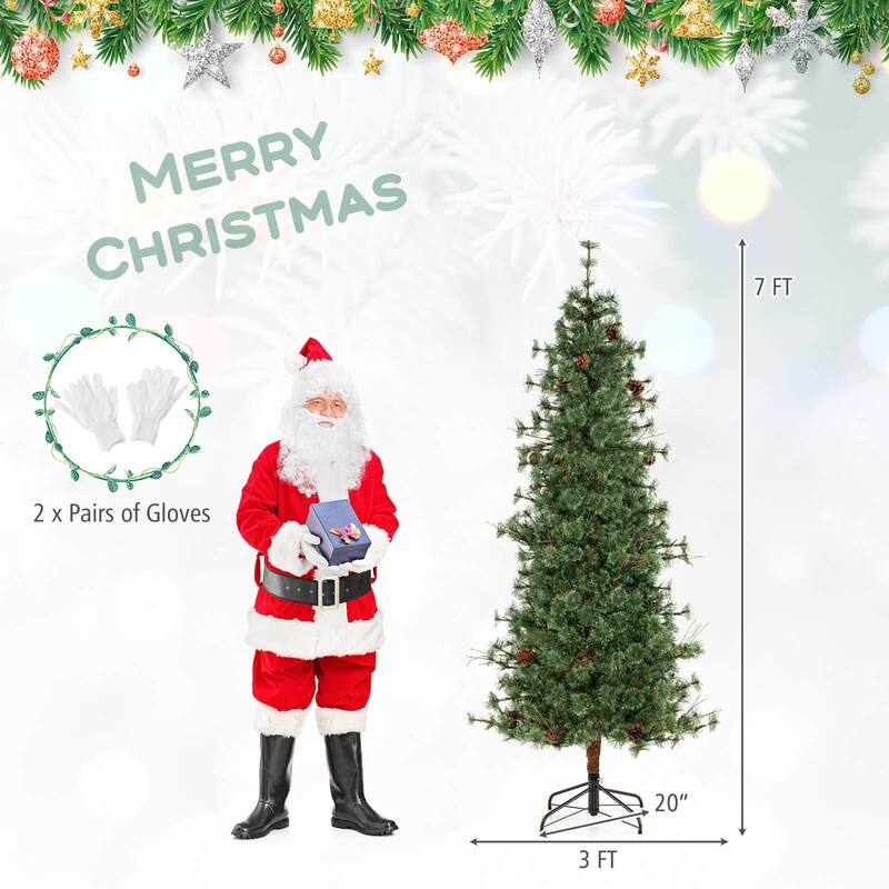 Costway 6/7/8 FT Artificial Christmas Tree with 370/502/702 Branch & - See Details - Green