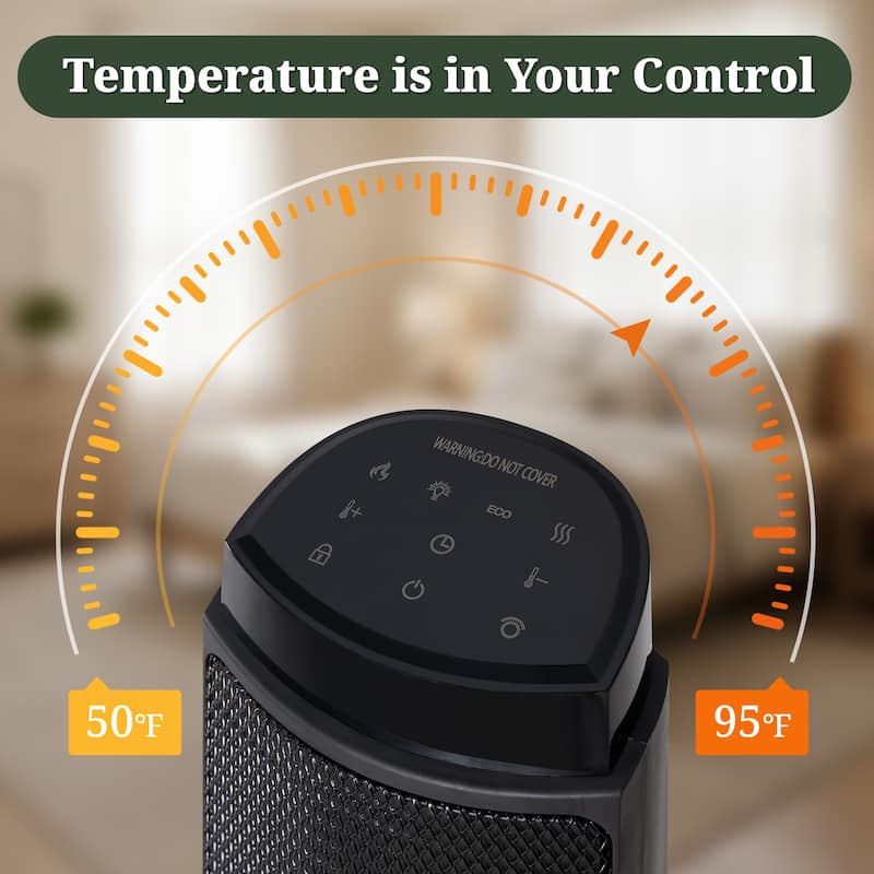 Space Heater, Electric Heaters with Thermostat and Remote, 12H Timer, 1500W PTC Ceramic Fast Safety Heat for Office Bedroom Home