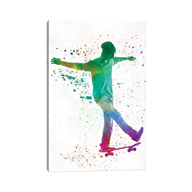 iCanvas "Skateboarder In Watercolor VII" by Paul Rommer Canvas Print