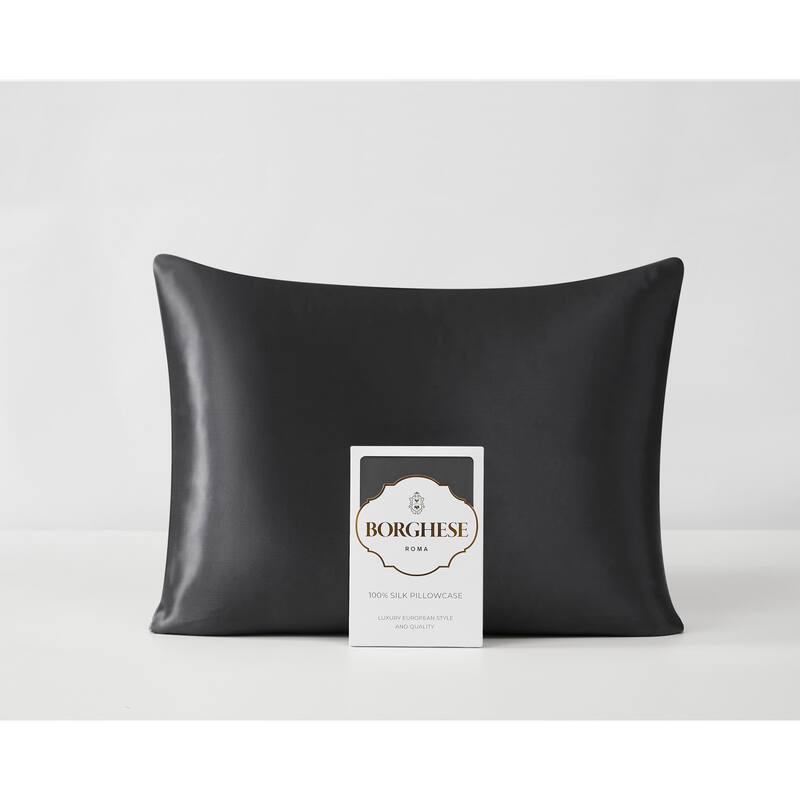 Borghese Roma Luxe 100% Silk Pillowcase - Dark Grey - King