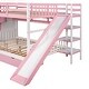 preview thumbnail 46 of 46, Castle House Bunk Bed with Slide and Storage Stairs, Wooden Playhouse Bunk Bedframe with 2 Drawers and 3 Shelves, for Boys Girls