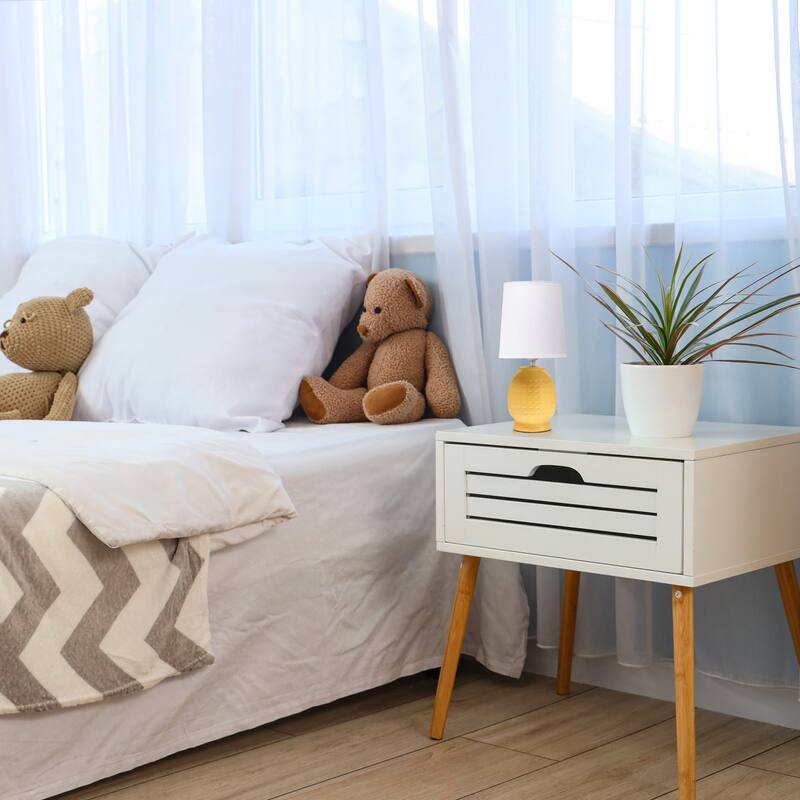 Petite Dimpled Ceramic Table Lamp with Tapered Shade - 12.5" - Yellow