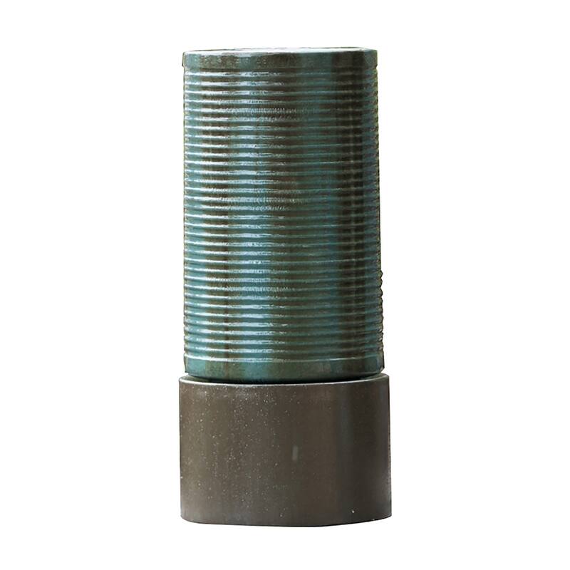 19.5x19.5x43.5" Large Concrete Cylinder Green & Brown Ribbed Water Fountain, Outdoor Bird Feeder / Bath Fountain
