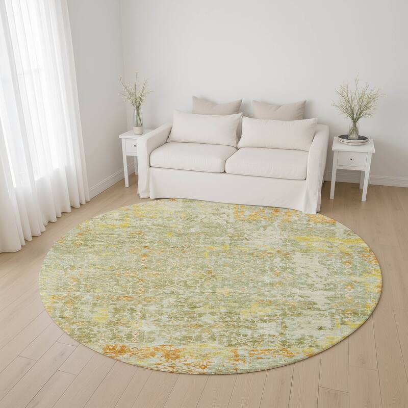 Premium Washable Super Soft Traditional Vintage Mayfield Rug - Sage - 8' x 8'