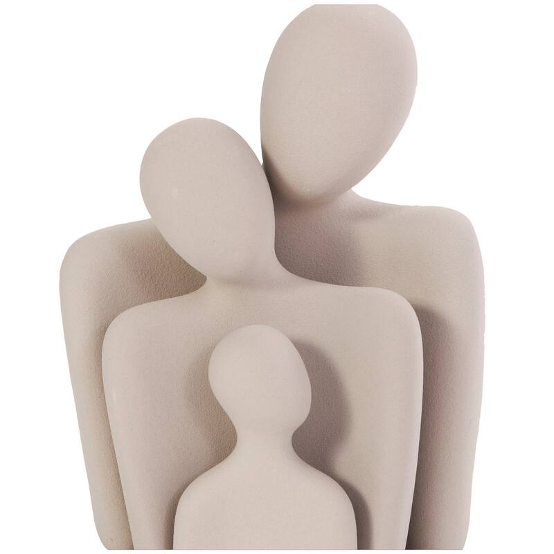Cream Ceramic Nesting Family People Decorative Sculpture (Set of 3)